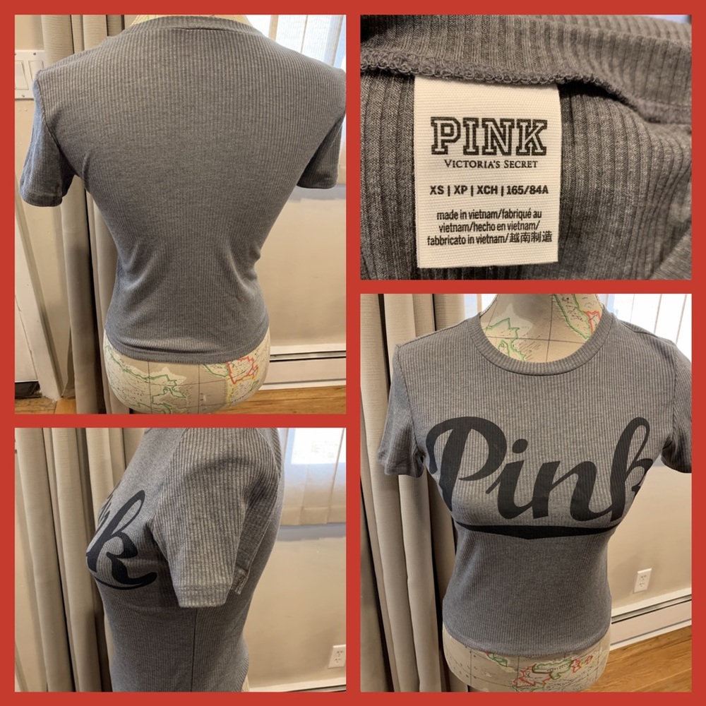 Like New Pink Victoria’s Secret Ribbed Tee Shirt - Picture 1 of 5